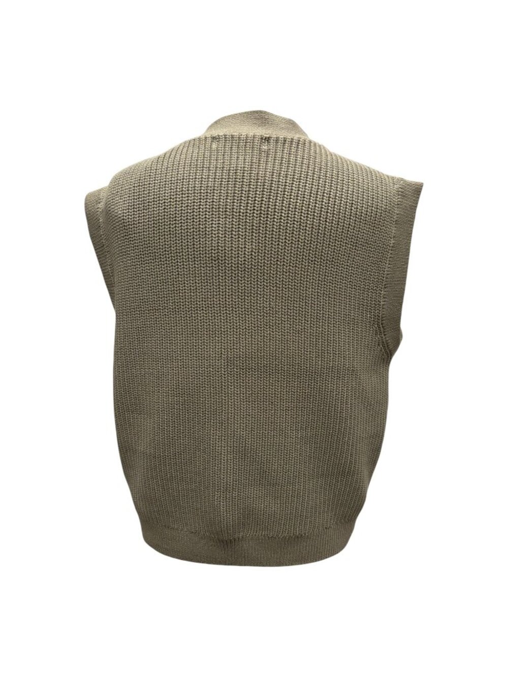 M&S Collection Cotton Rich Sweater Vest Medium Sage Green Button Front Knit Prep - Picture 5 of 11